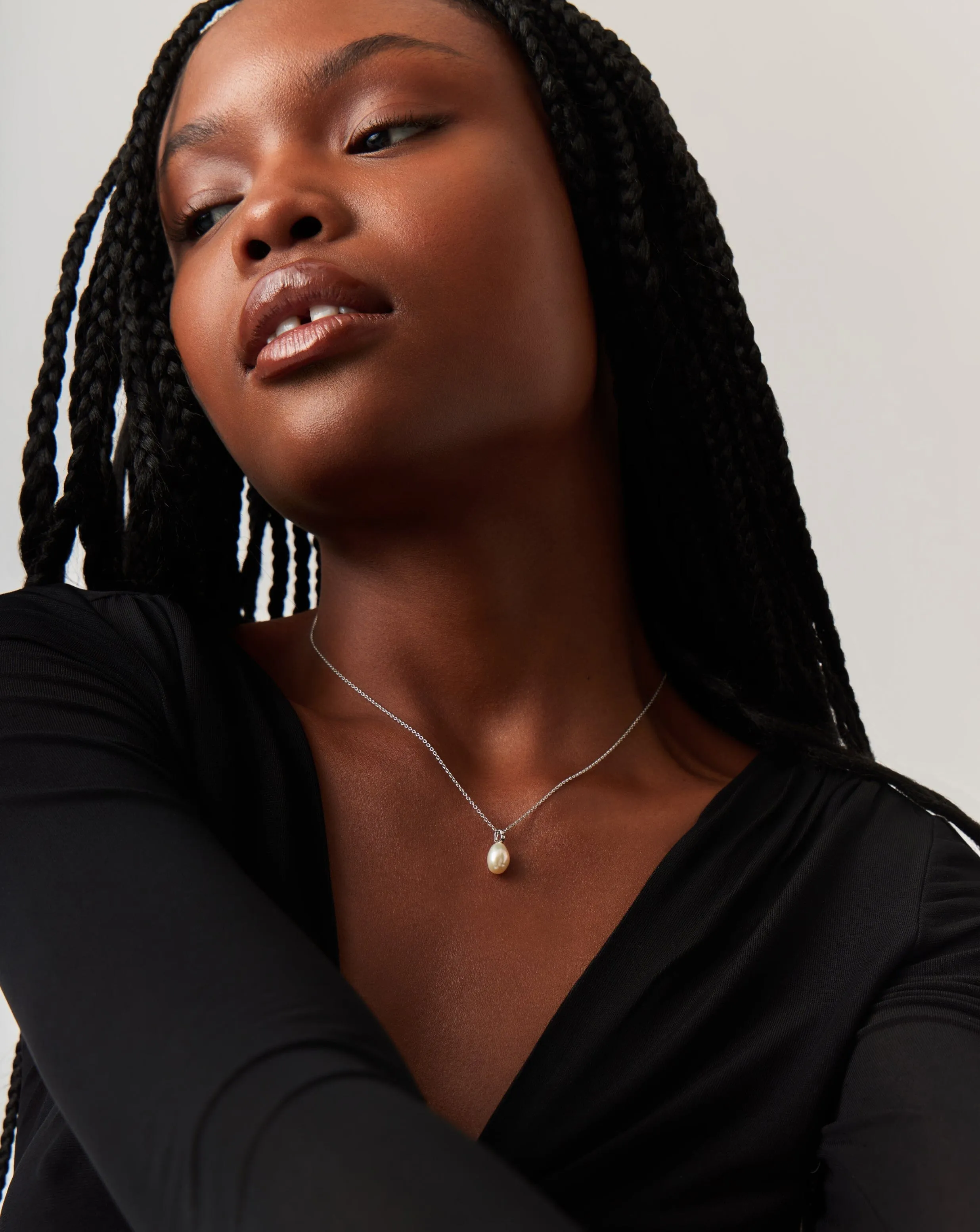 Fine Baroque Pearl Organic Pendant Necklace | 14ct Solid White Gold/Pearl