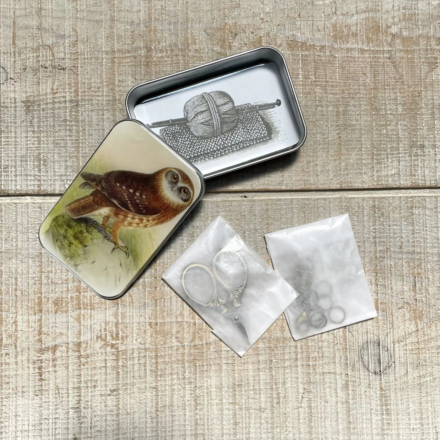Firefly Notes-Tawny Owl  Notions Tin with Scissors