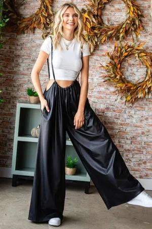 First Love Drawstring Back Spaghetti Strap Wide Leg Jumpsuit
