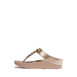 Fitflop Halo Bead-Circle Metallic Toe-Post Sandals - Metallic Latte Beige