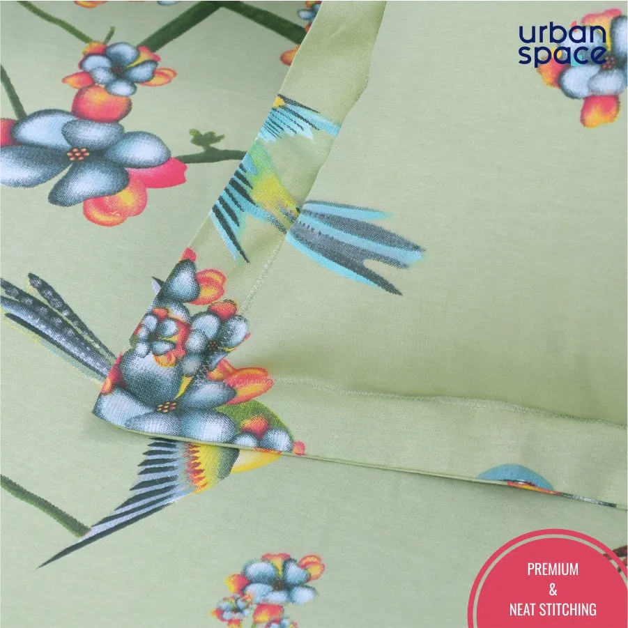 Fitted King Size Cotton Bedsheet - Sparrow Mint Green