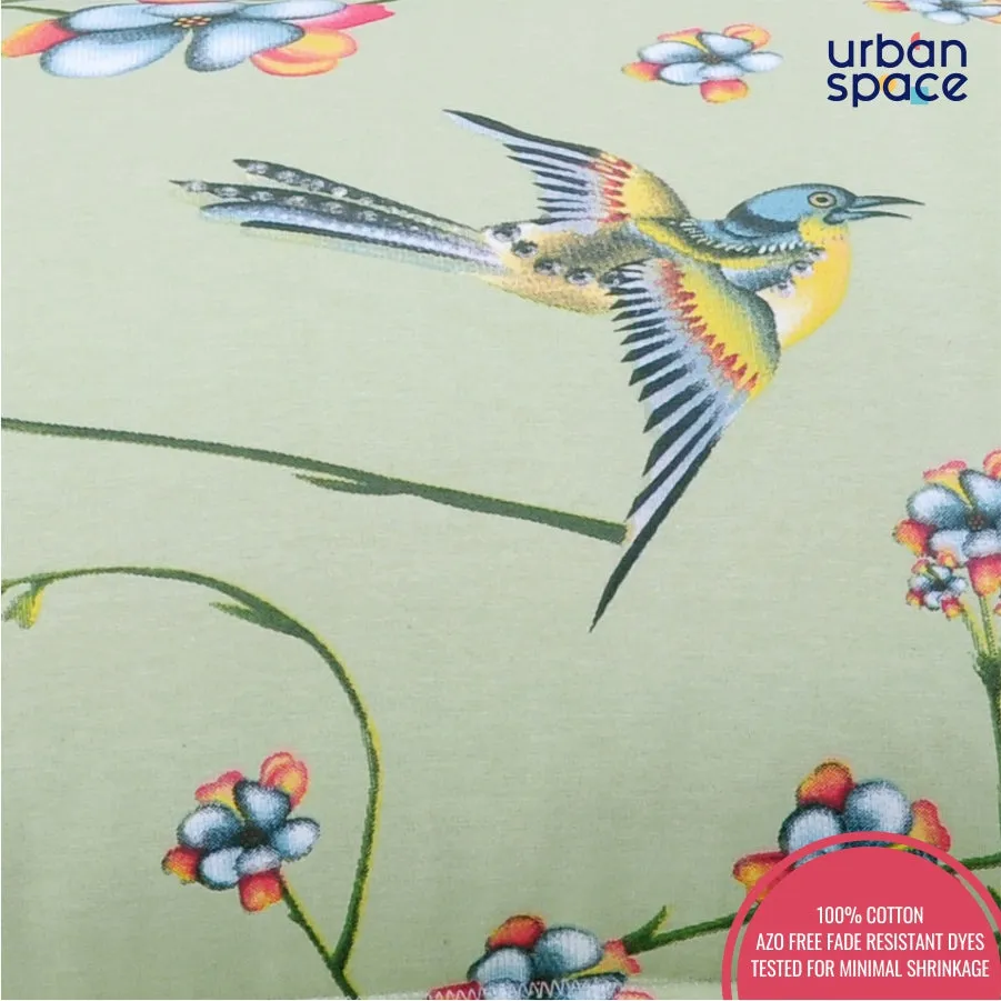 Fitted King Size Cotton Bedsheet - Sparrow Mint Green