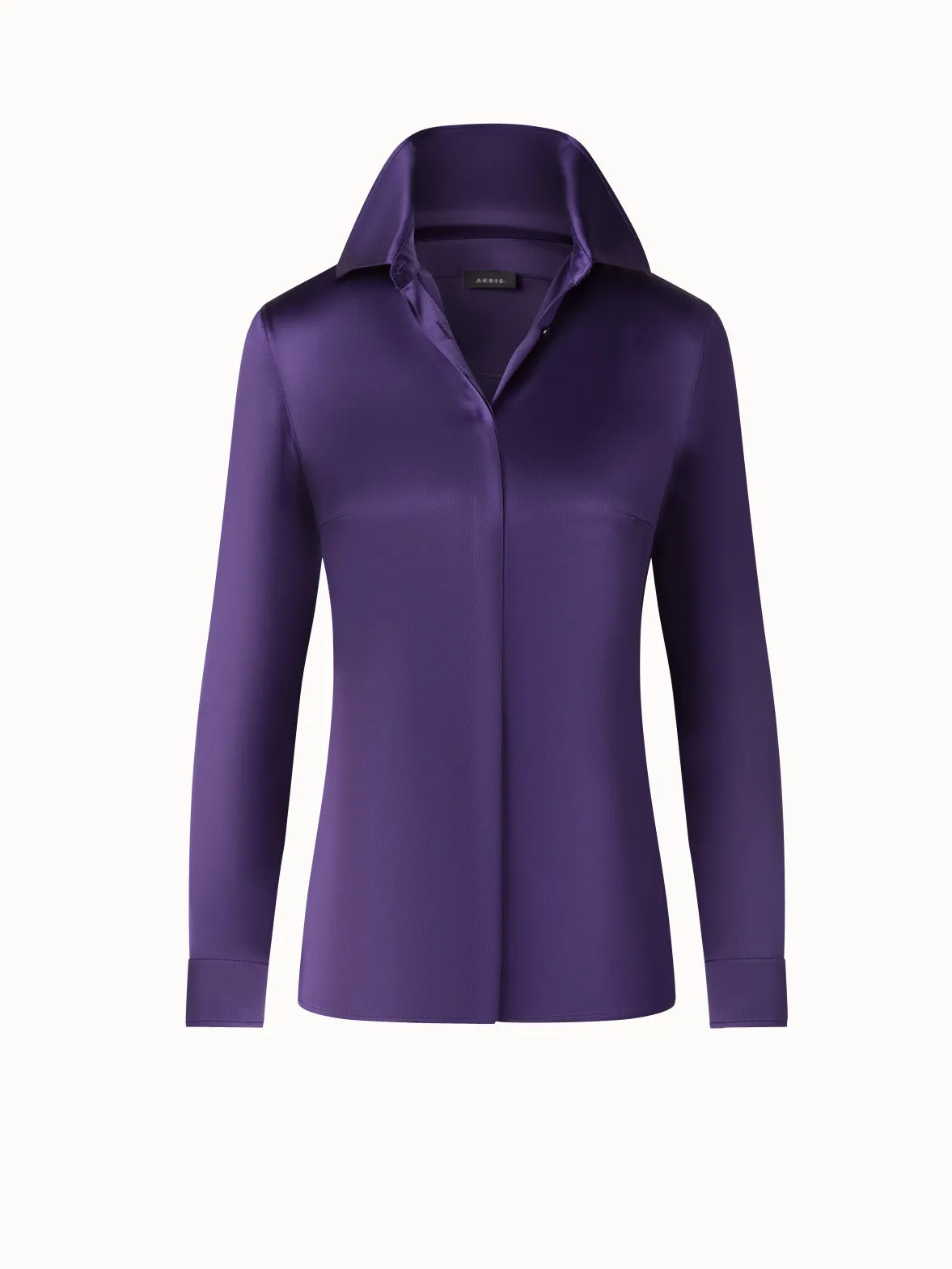 Fitted Silk Satin Blouse