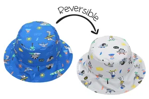 Flapjack Kids UPF50  Patterned Reversible Sun Hat - Dino