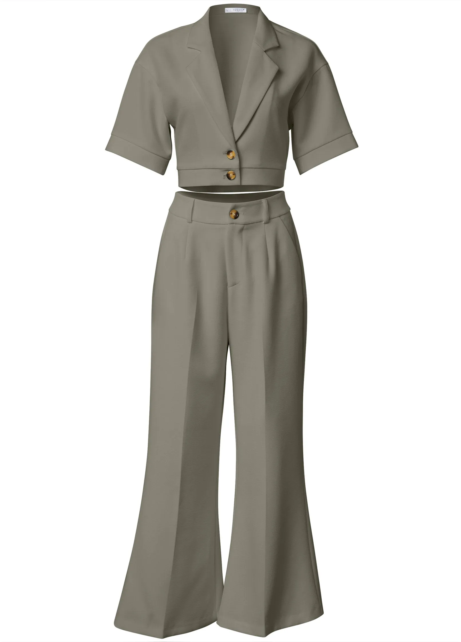 Flare Leg Suiting Set - Olive