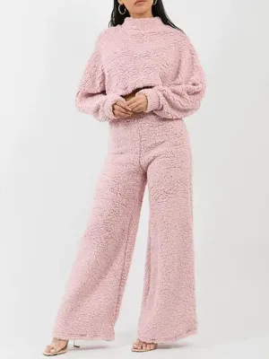 Fleece 2Pcs Mock Neck Warm Set