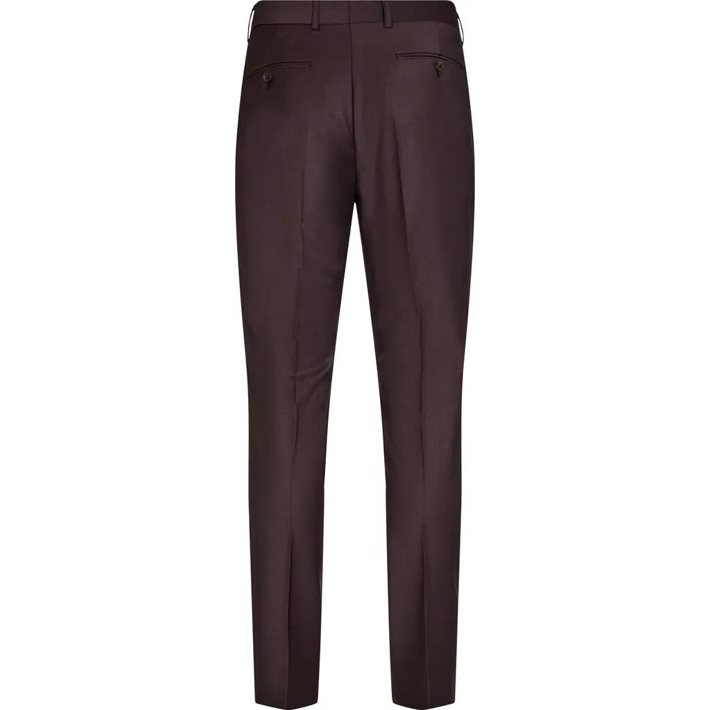 Flint Fitted Wool Suitpant - BUR Burgundy