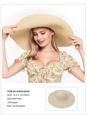 Floppy Foldable Beach Sun Hat-Beige