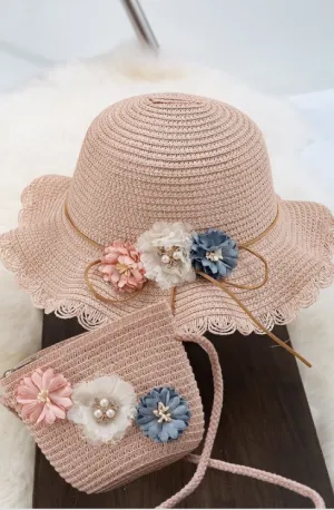 Floppy Straw Hat and Bag Set