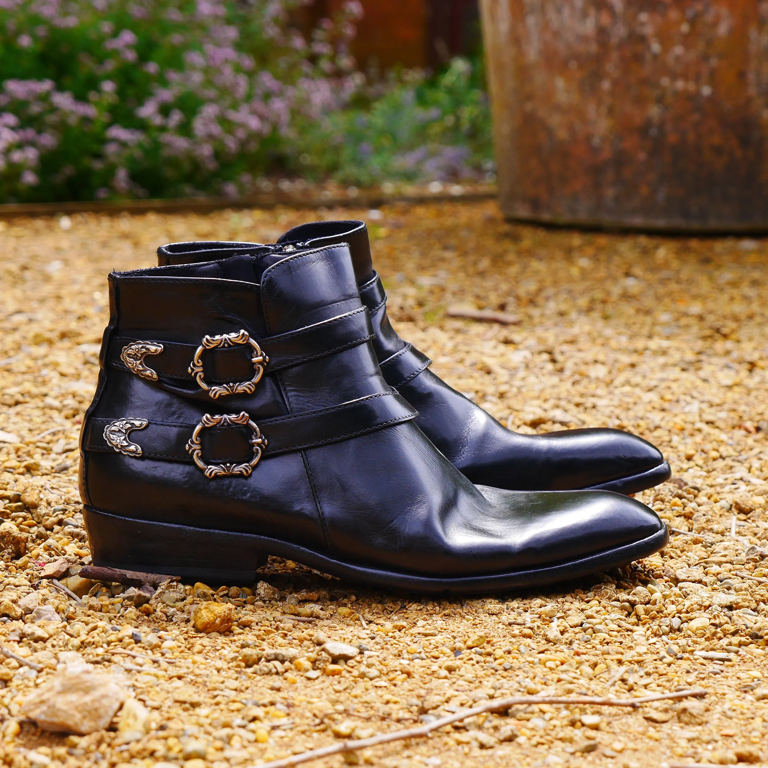 FLOR3B - Black Double Strap Ankle Boot