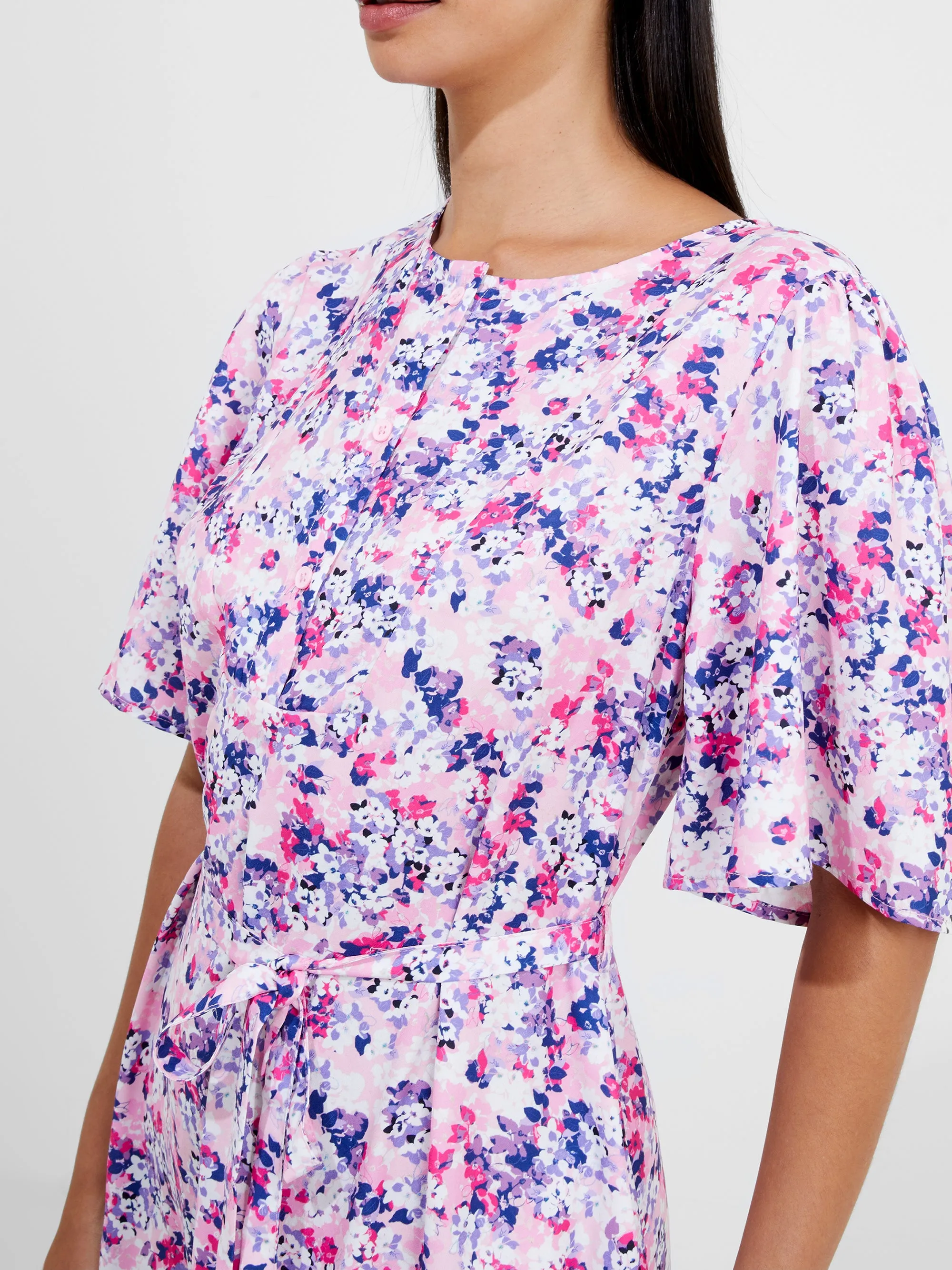 Floral Print Angel Sleeve Dress
