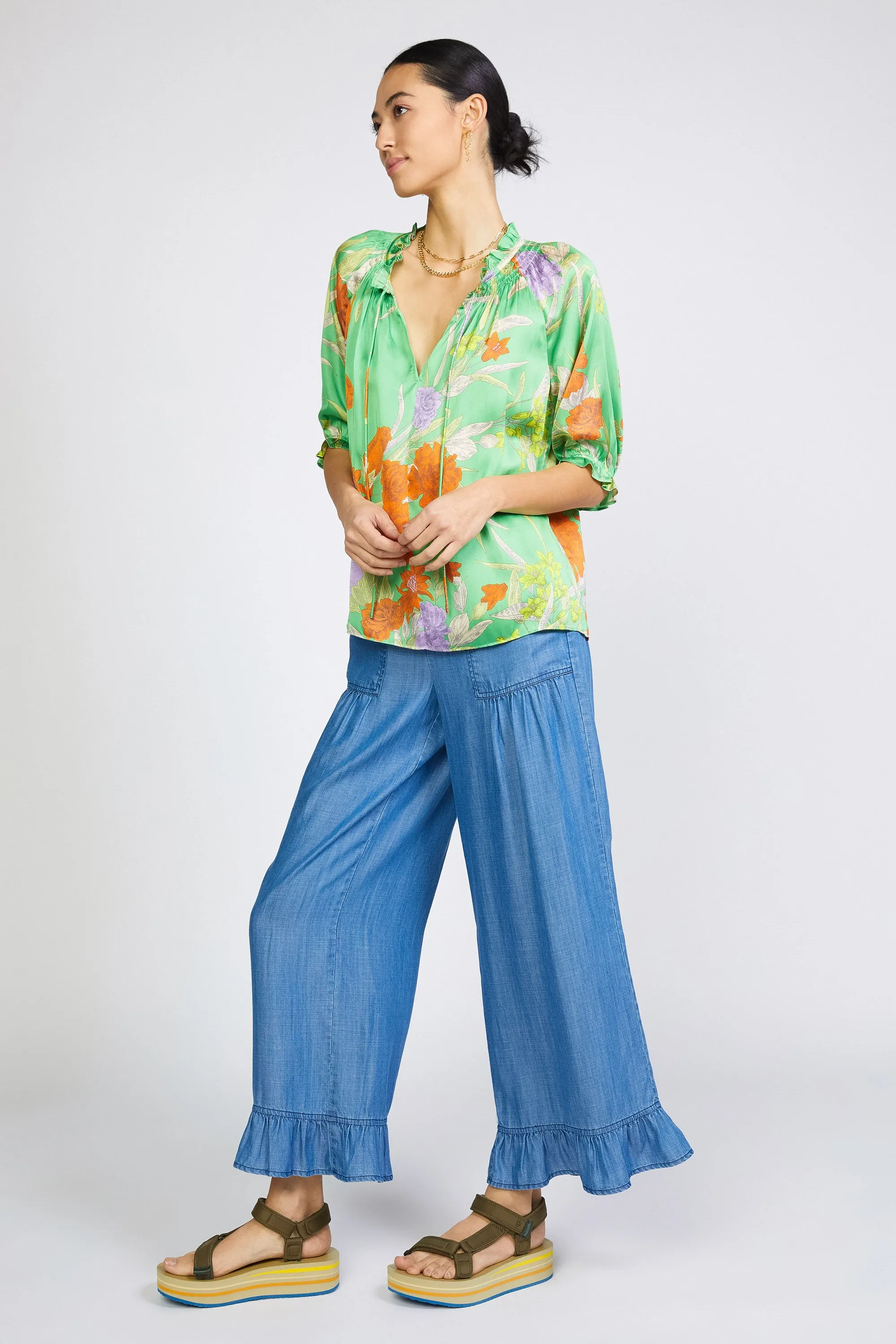 Floral Split Neck Blouse