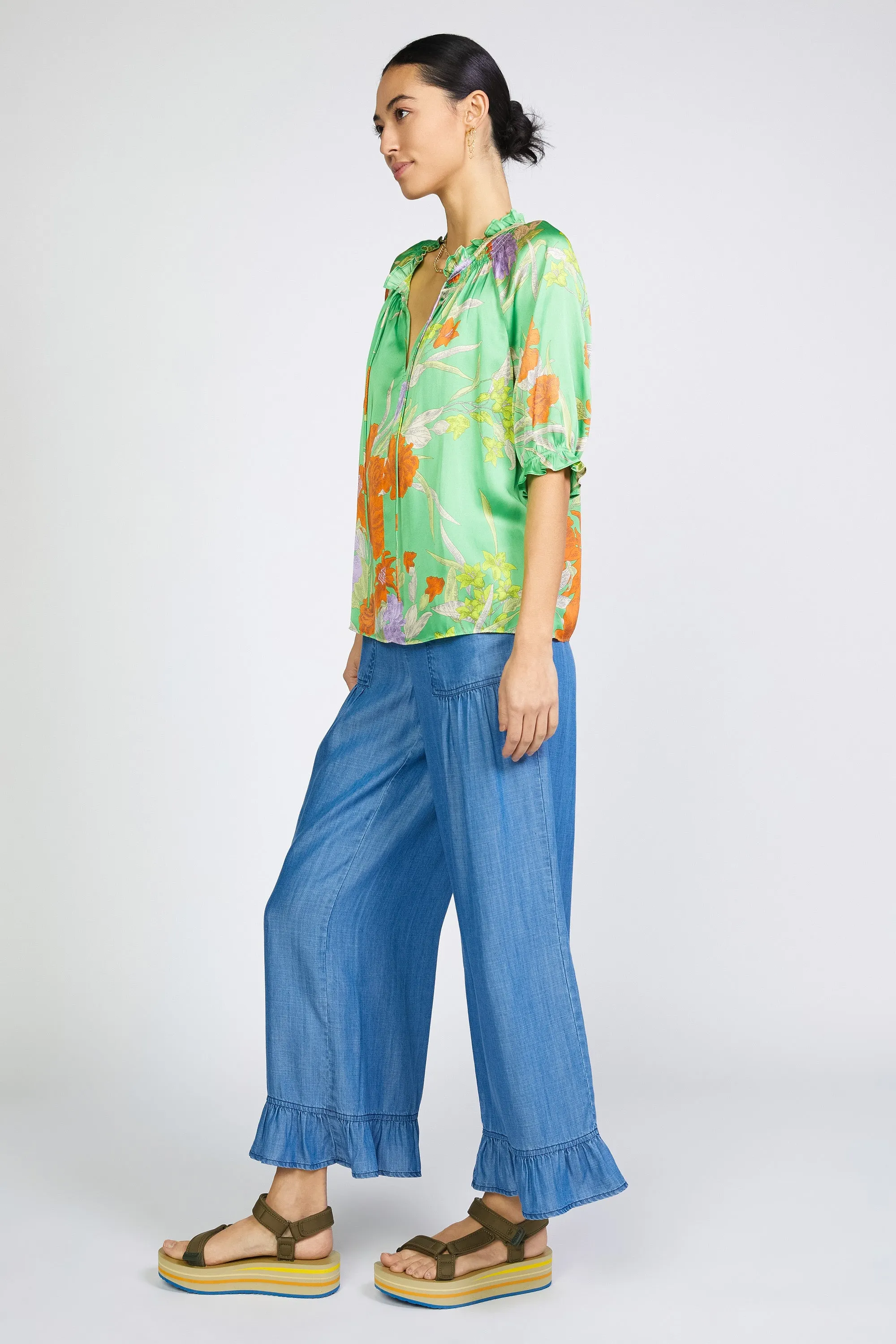 Floral Split Neck Blouse
