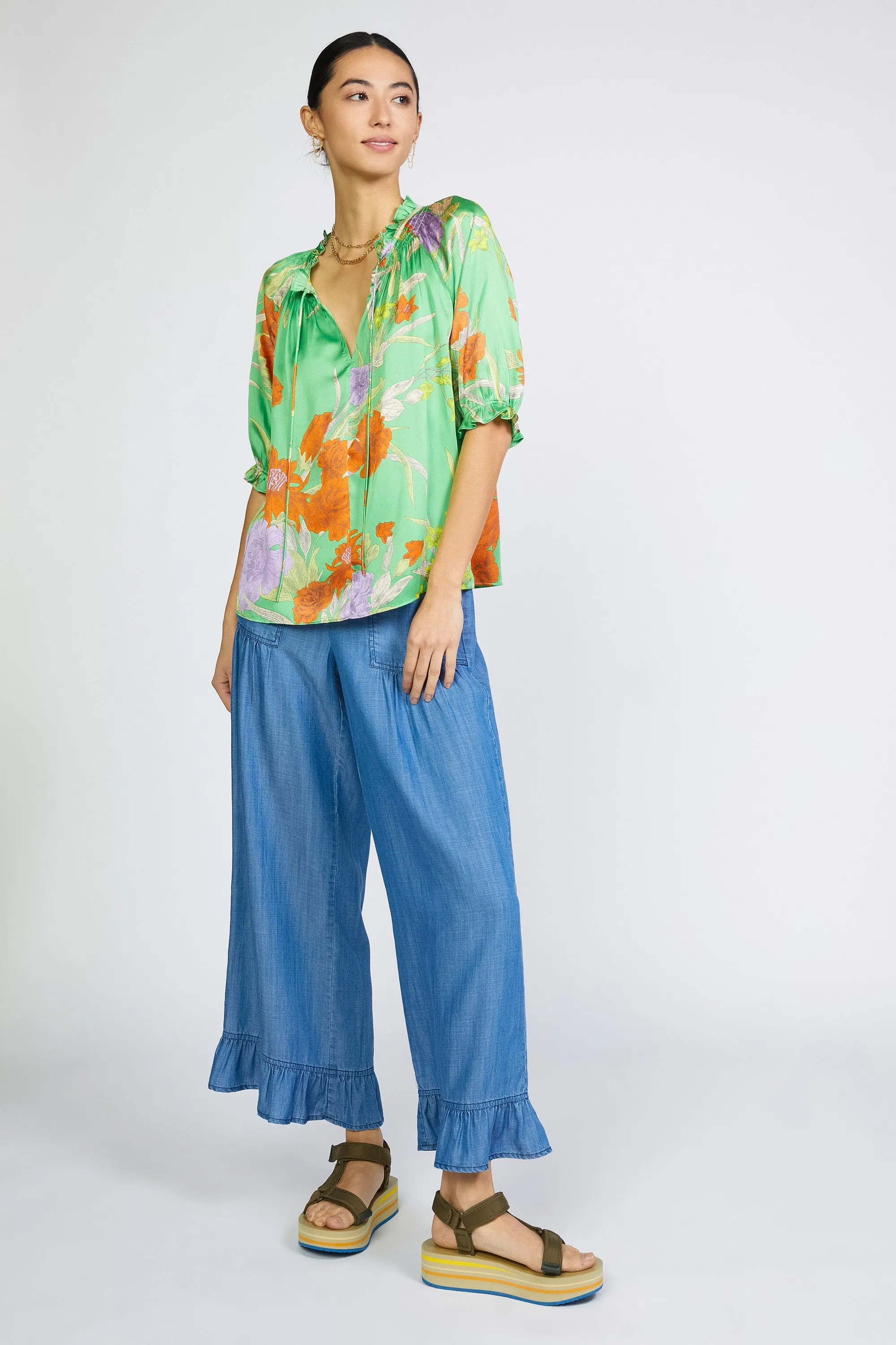 Floral Split Neck Blouse