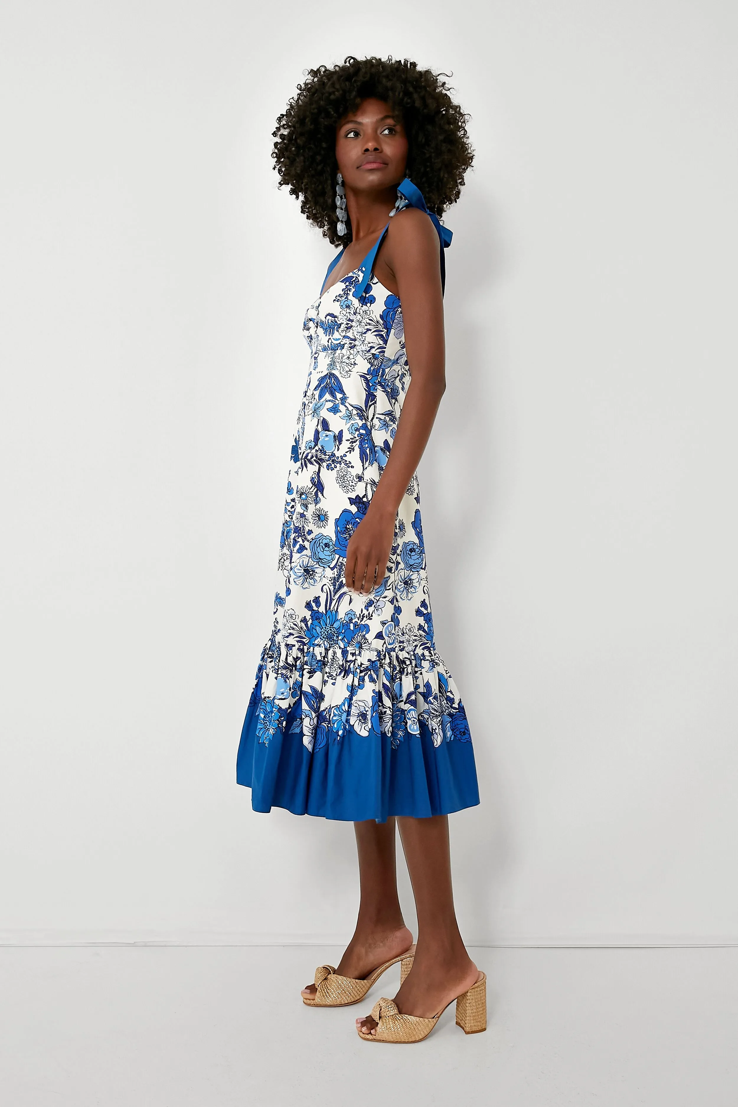 Flower Grid Blue Belvedere Dress