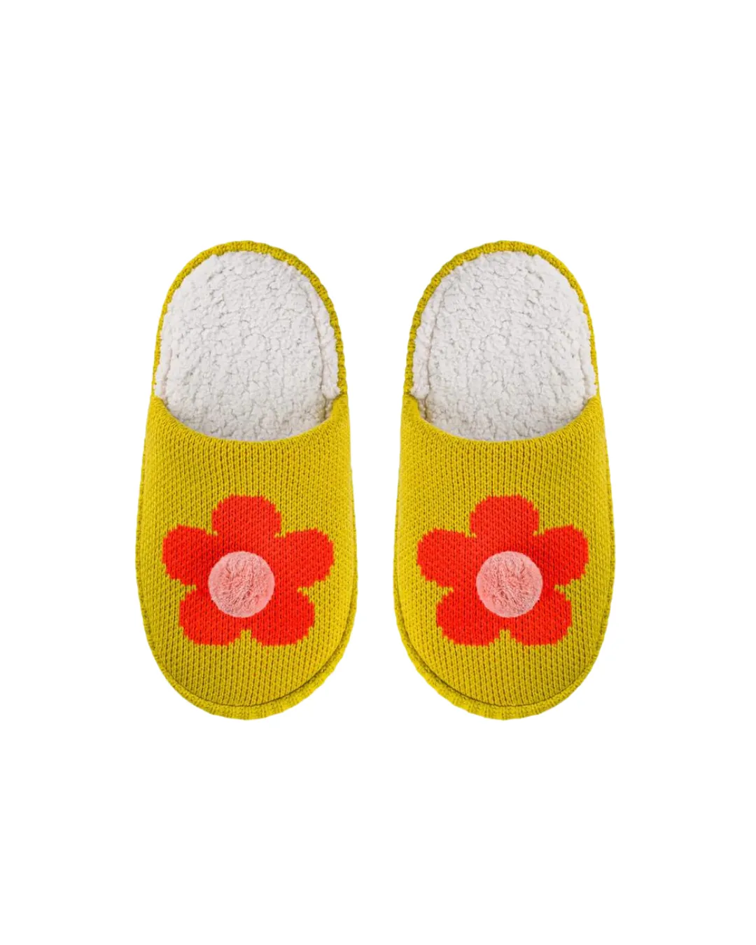 Flower Pom Slide Slipper Golden Olive
