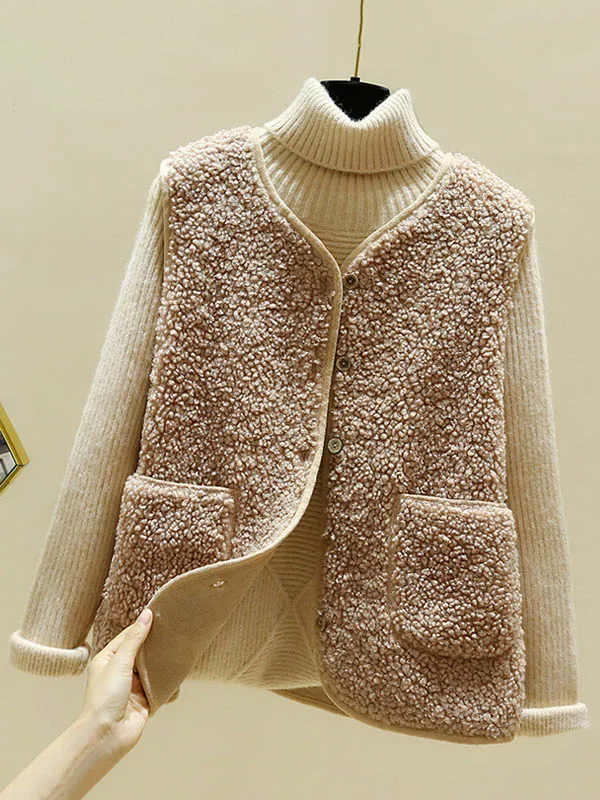 Flytonn-Winter Outfits Christmas Thanksgiving Gift New Year's Eve Outwear Loose Warm Lambswool Vest
