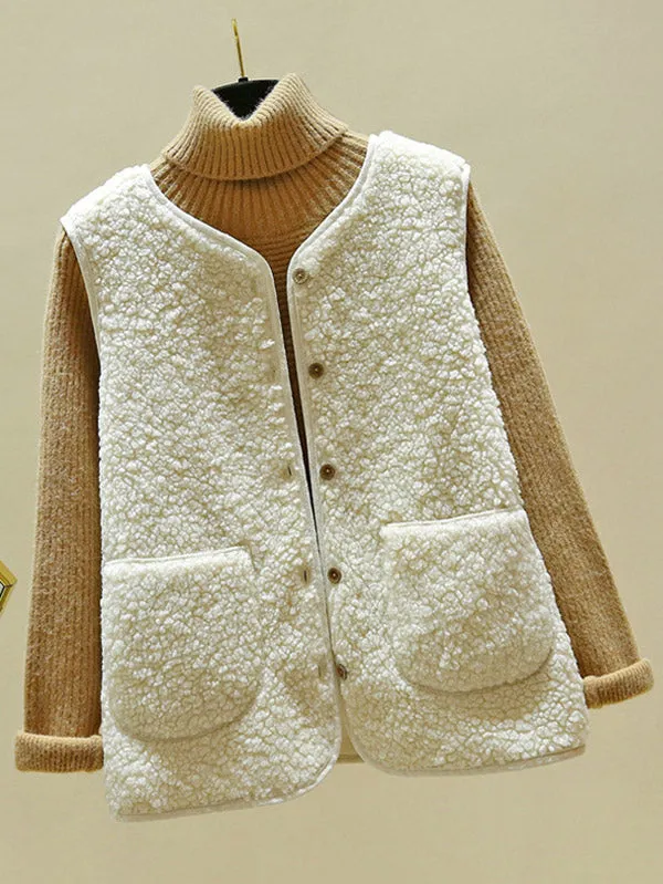 Flytonn-Winter Outfits Christmas Thanksgiving Gift New Year's Eve Outwear Loose Warm Lambswool Vest
