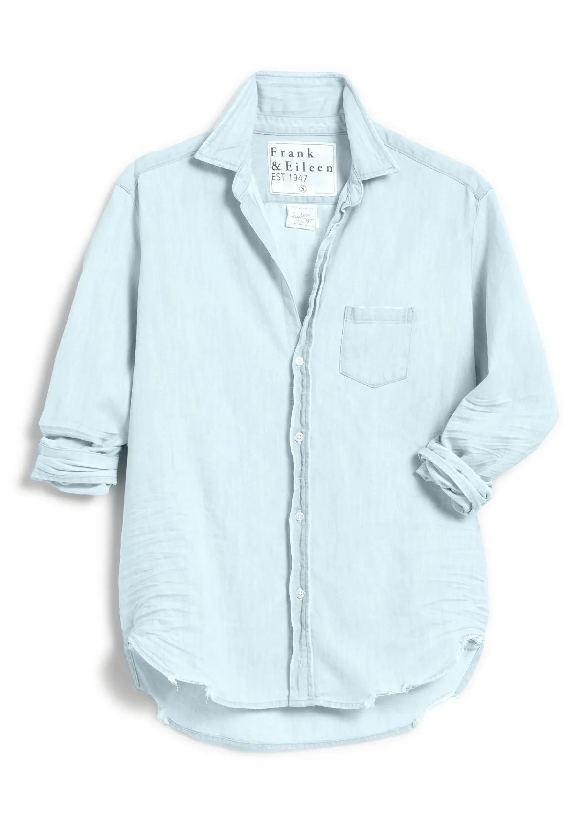 FRANK & EILEEN Eileen Top - Classic Blue Tattered Wash Denim