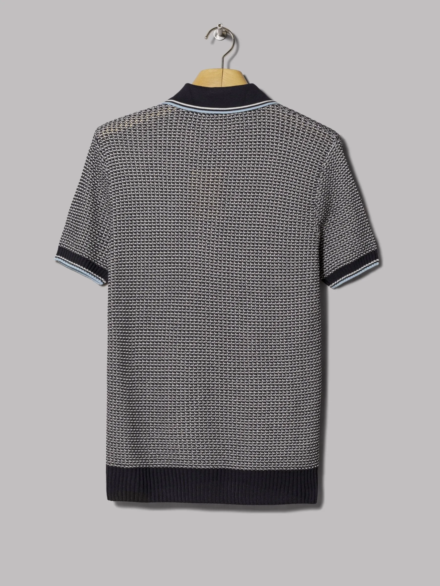 Fred Perry Two Colour Texture Knitted Shirt (Navy)