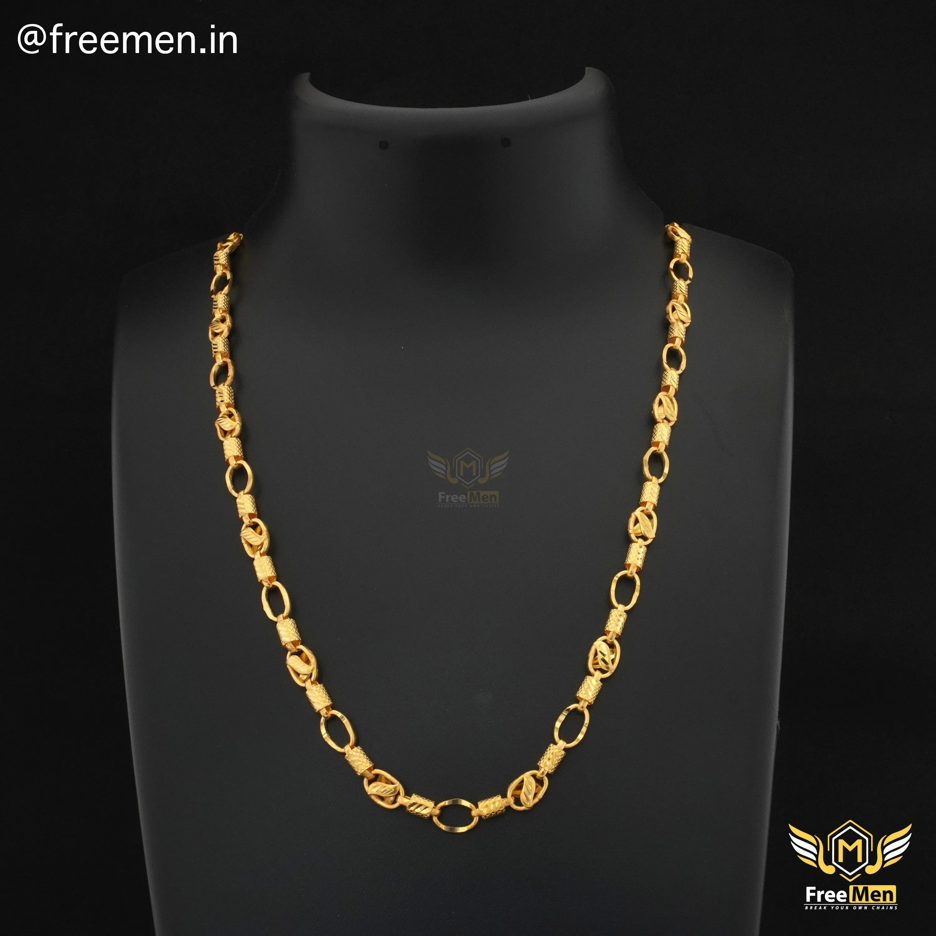 Freemen Fascination Leaf Pipe design Gold Plated Chain - FMGC20