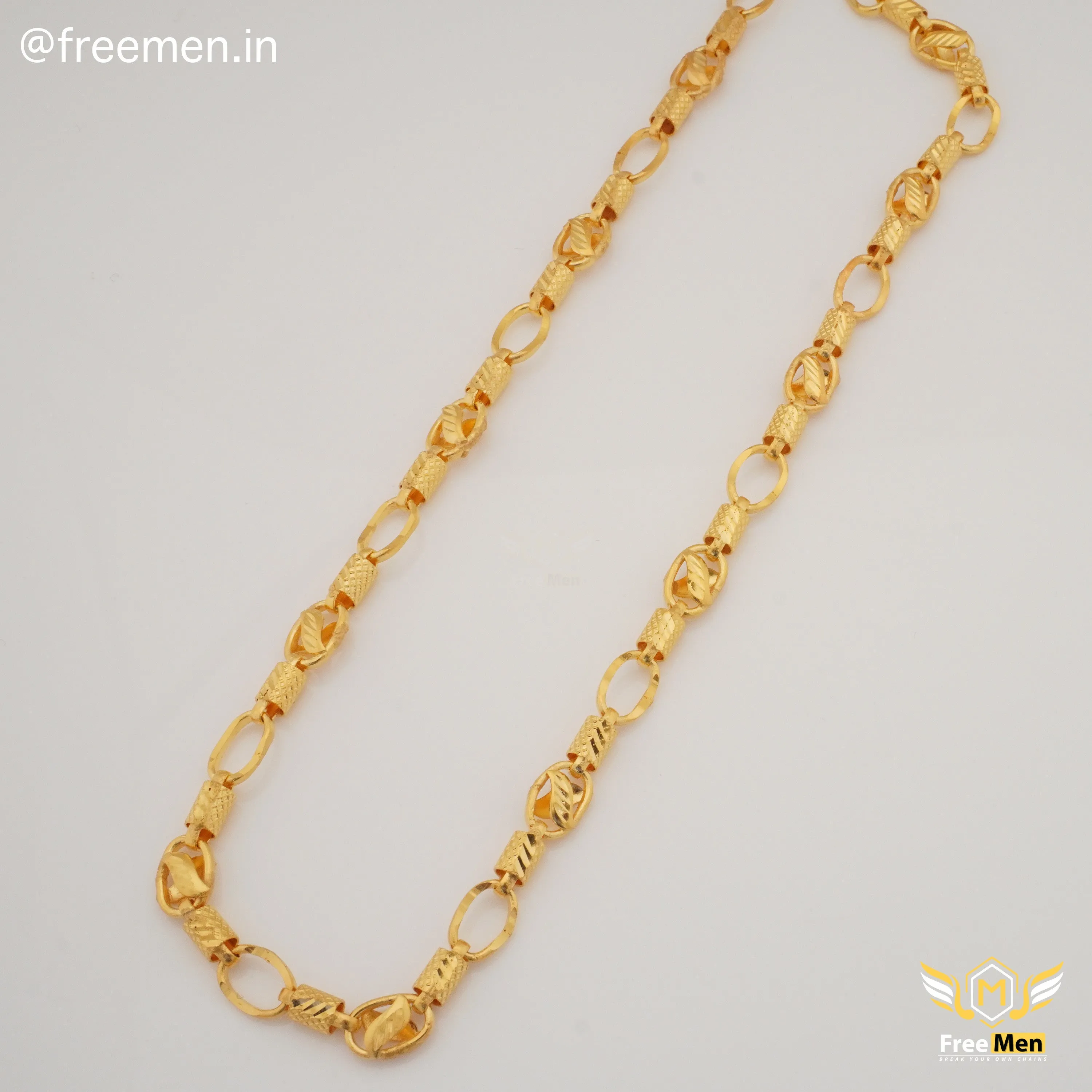 Freemen Fascination Leaf Pipe design Gold Plated Chain - FMGC20