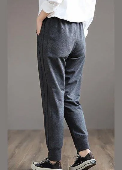 French Dark Gray Wild Pants Trendy Spring Elastic Waist Fashion Ideas Wide Leg Pants