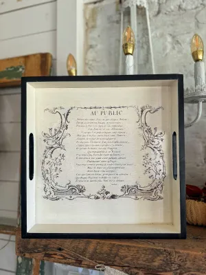 French Script wood tray