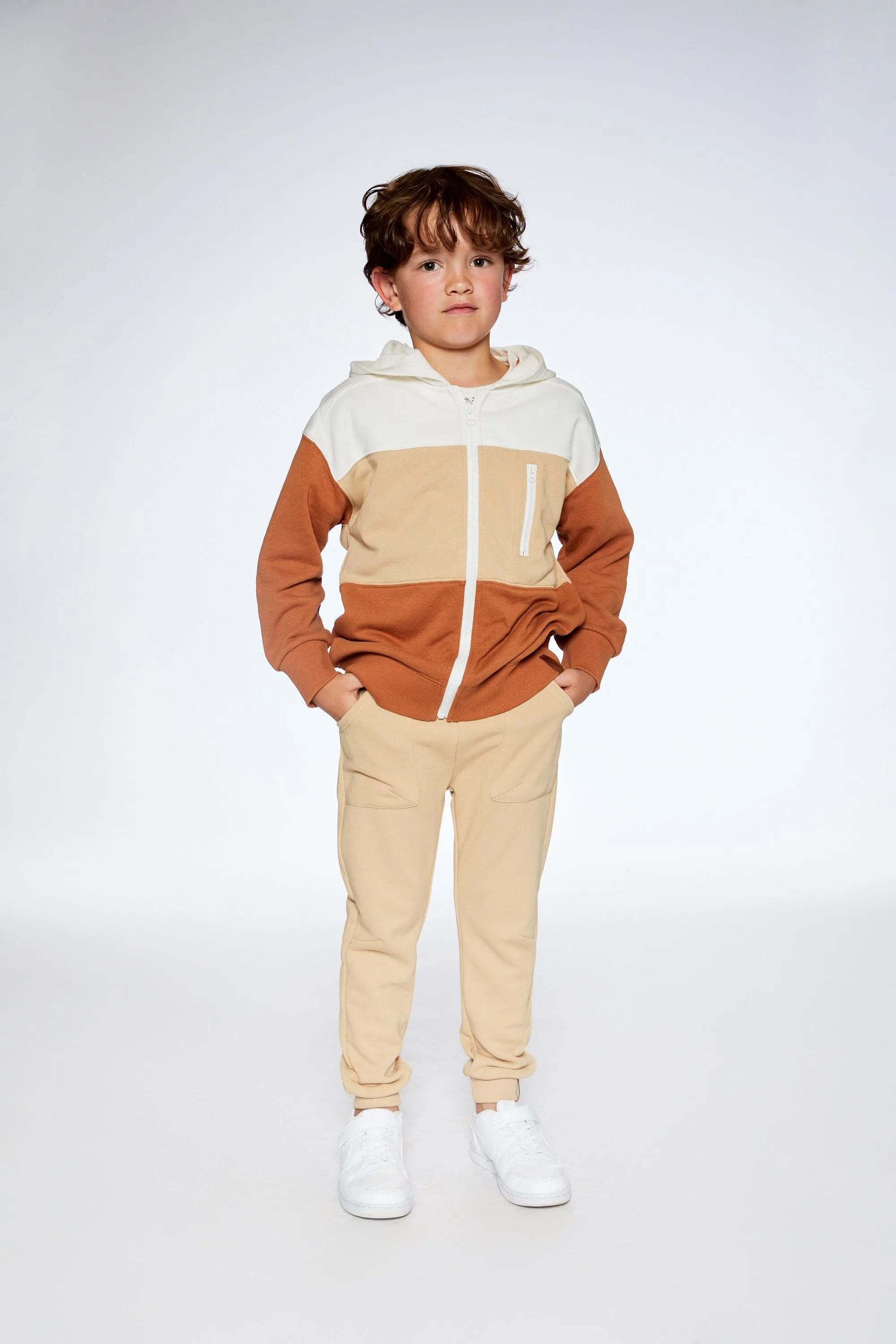 French Terry Hooded Cardigan Spicy Brown