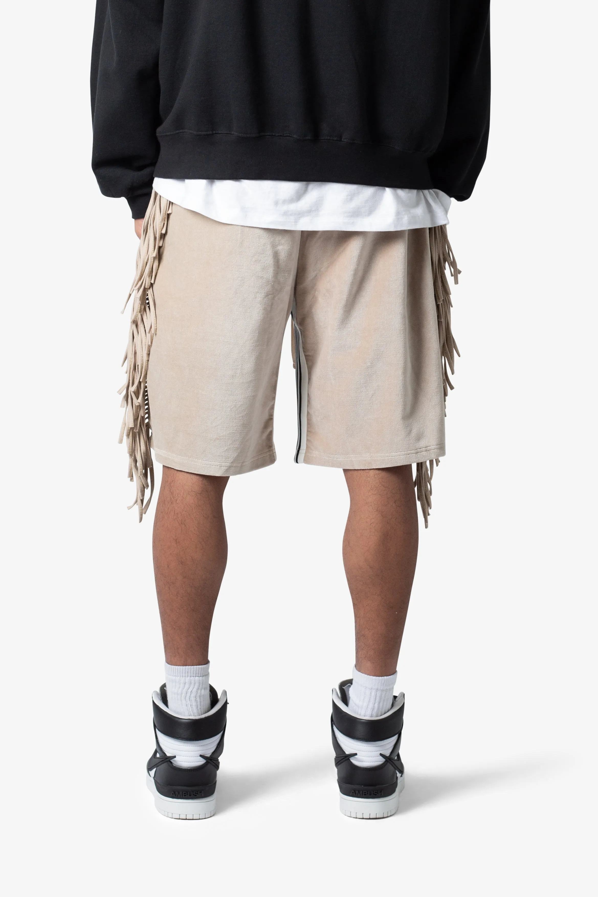 Fringe Velour Sweatshorts - Dust