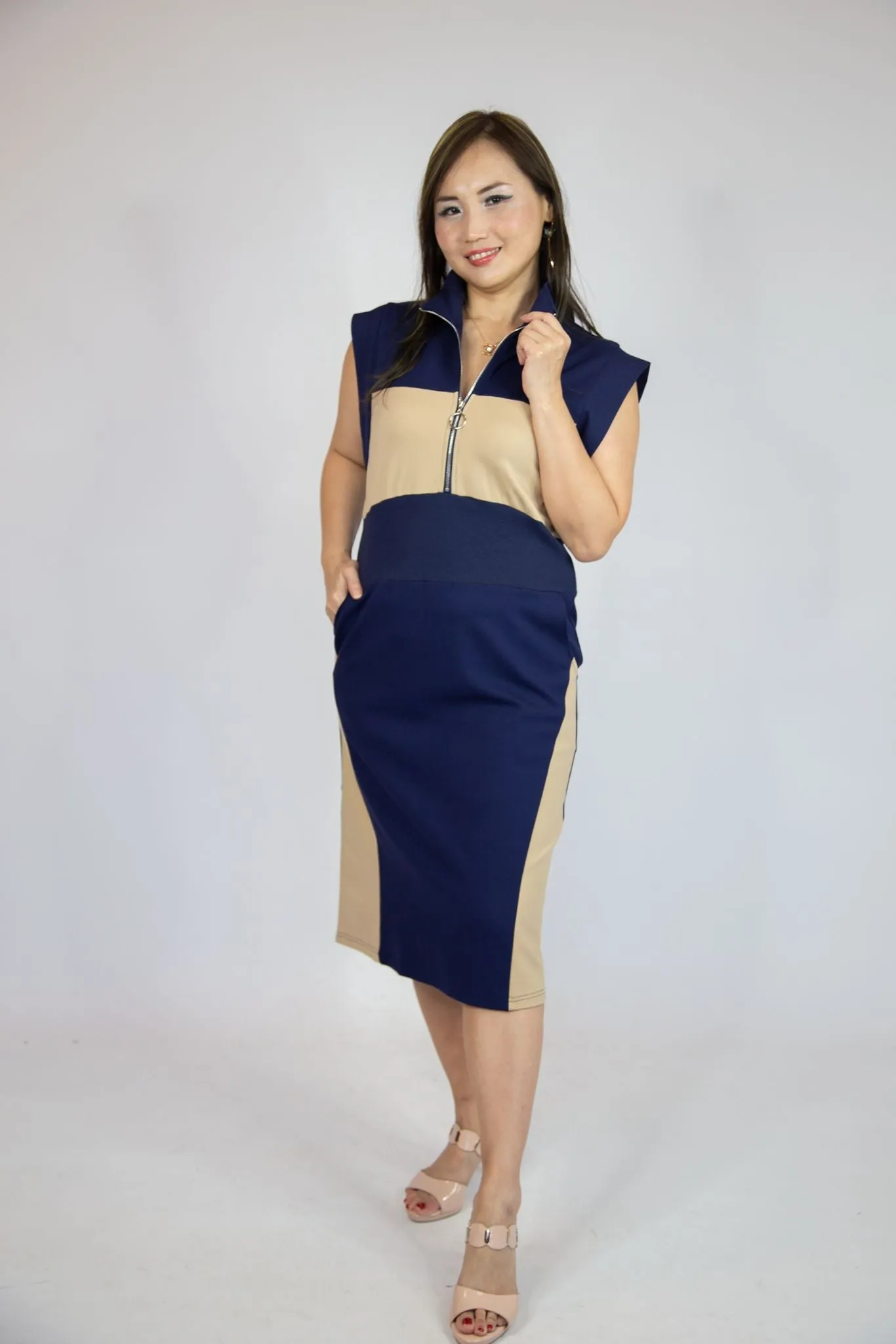 Front Zip Turtle Neck Dress