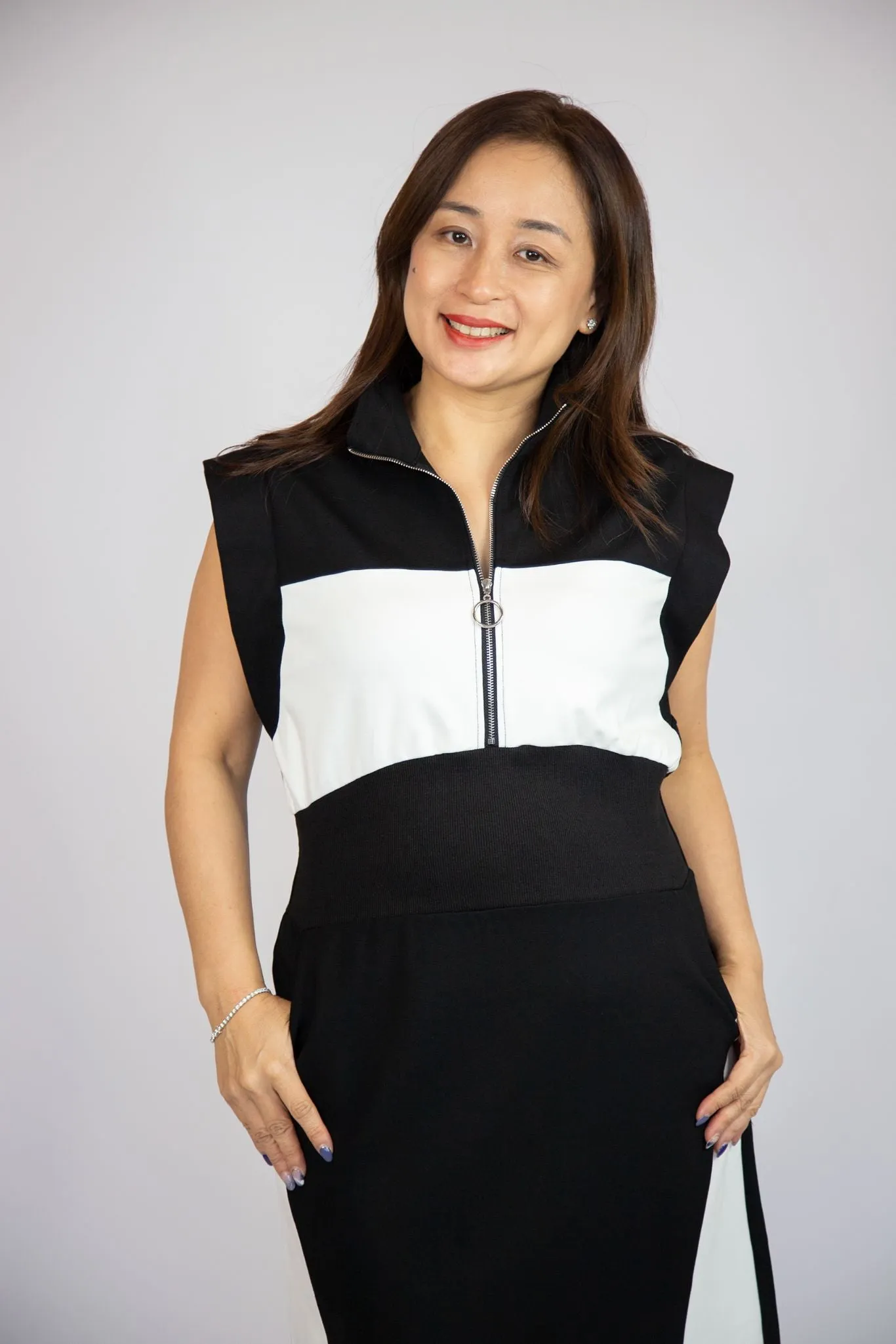 Front Zip Turtle Neck Dress