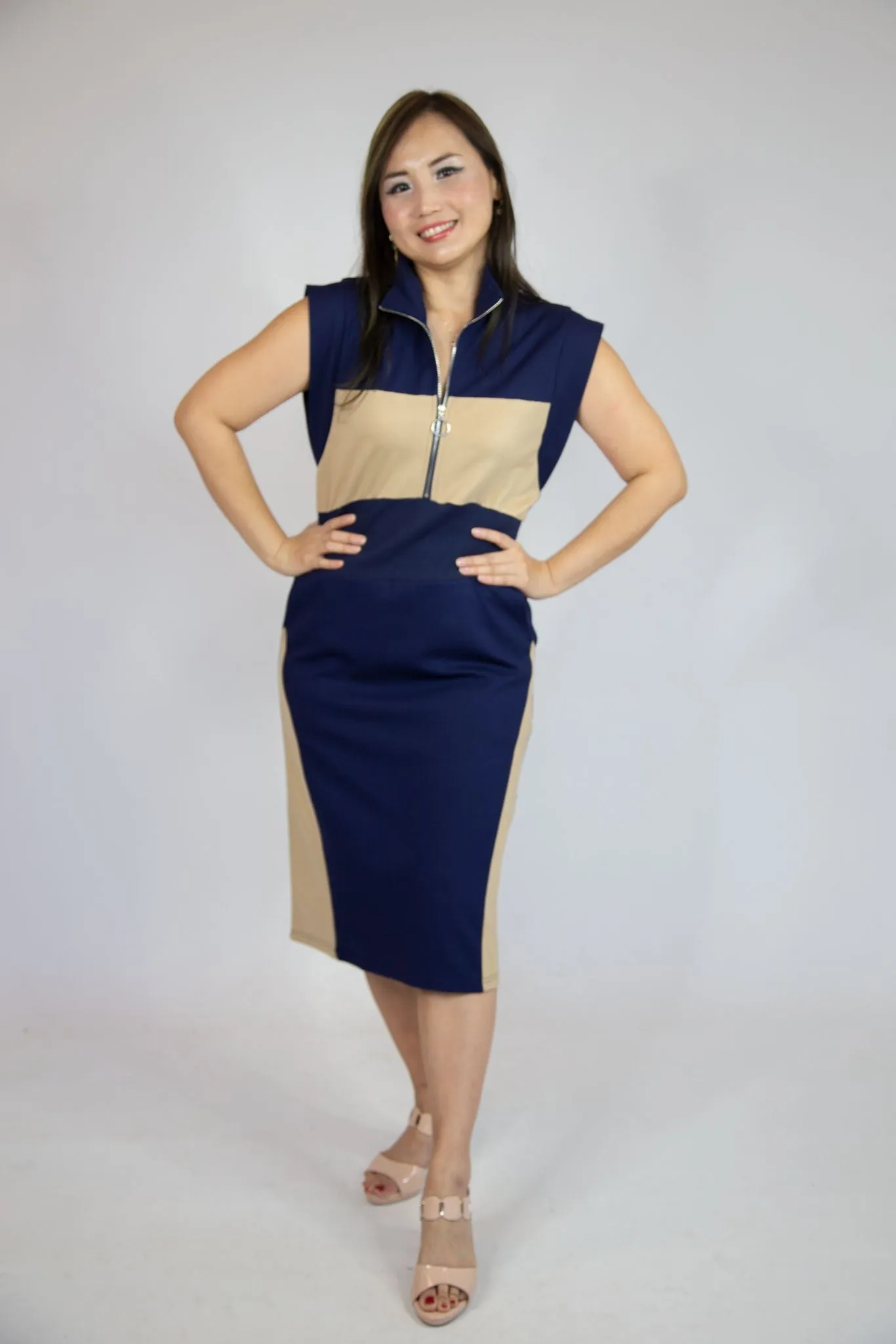 Front Zip Turtle Neck Dress