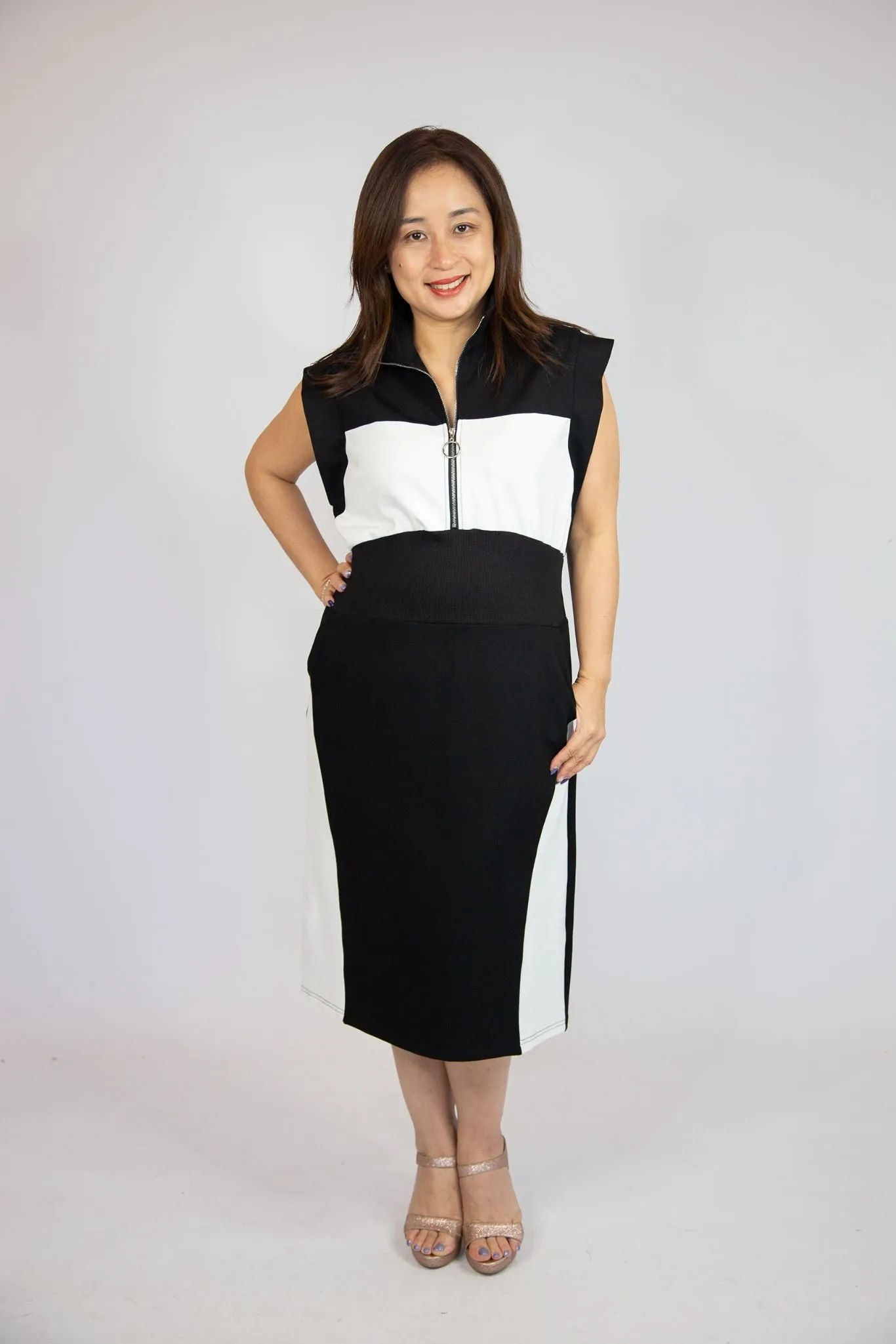Front Zip Turtle Neck Dress