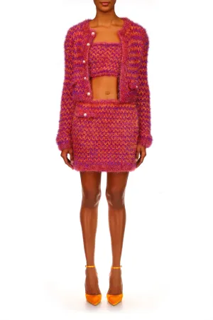 Fuchsia And Orange Hand Knit Strapless Top