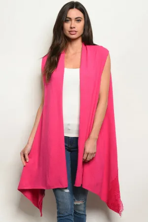 Fuchsia Lace Vest