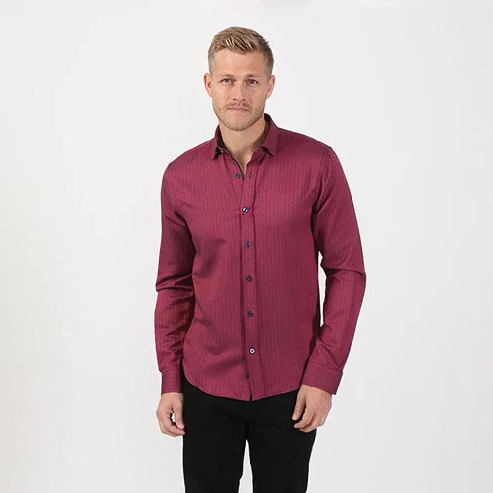 Fuchsia Texture Jacquard Button Down Shirt