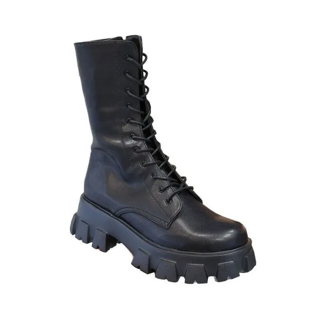 Funki Buys | Boots | Women's Lace-up Chunky Combat Boots