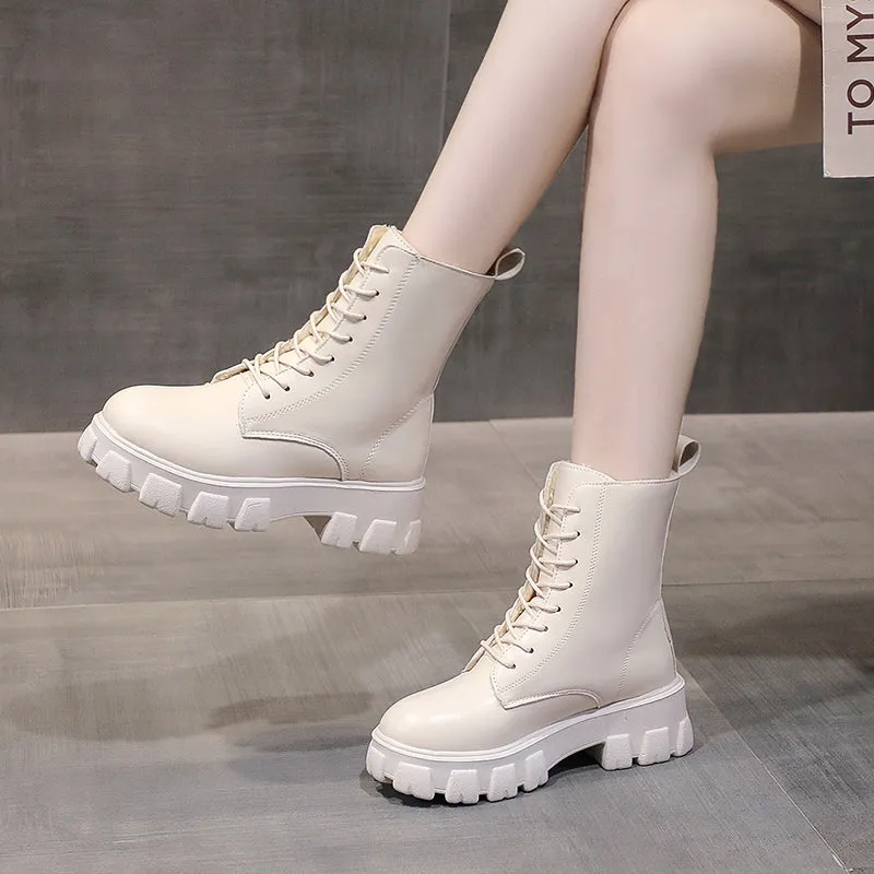 Funki Buys | Boots | Women's Lace-up Chunky Combat Boots