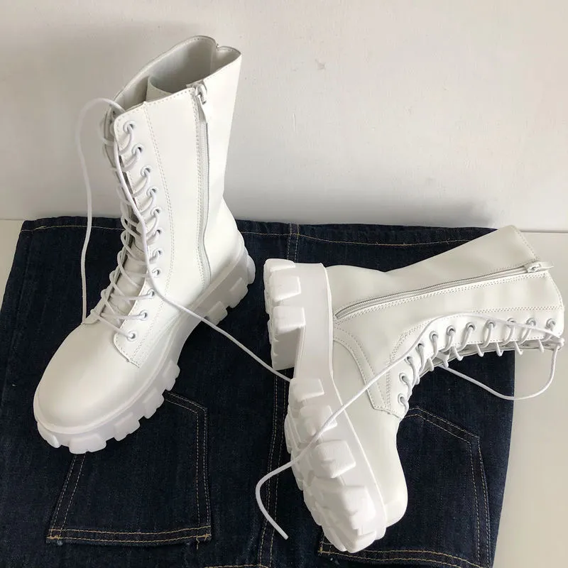 Funki Buys | Boots | Women's Lace-up Chunky Combat Boots
