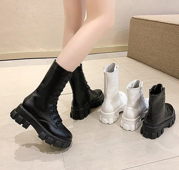 Funki Buys | Boots | Women's Lace-up Chunky Combat Boots