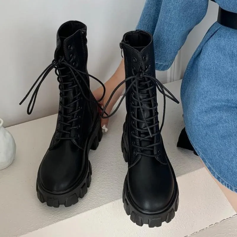 Funki Buys | Boots | Women's Lace-up Chunky Combat Boots