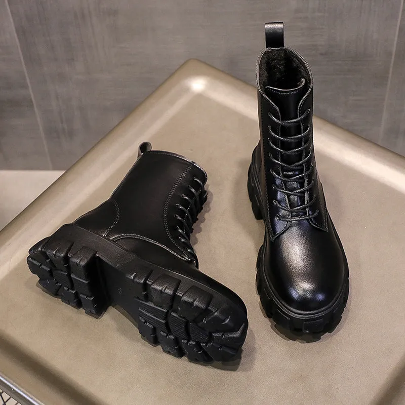 Funki Buys | Boots | Women's Lace-up Chunky Combat Boots