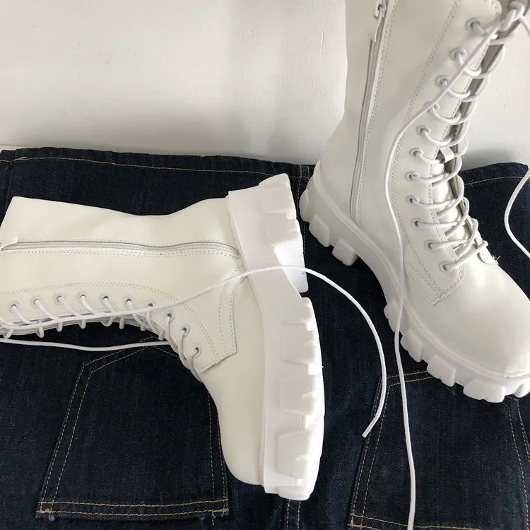 Funki Buys | Boots | Women's Lace-up Chunky Combat Boots