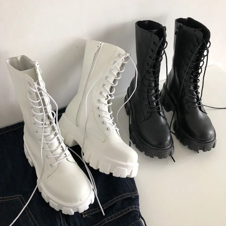 Funki Buys | Boots | Women's Lace-up Chunky Combat Boots