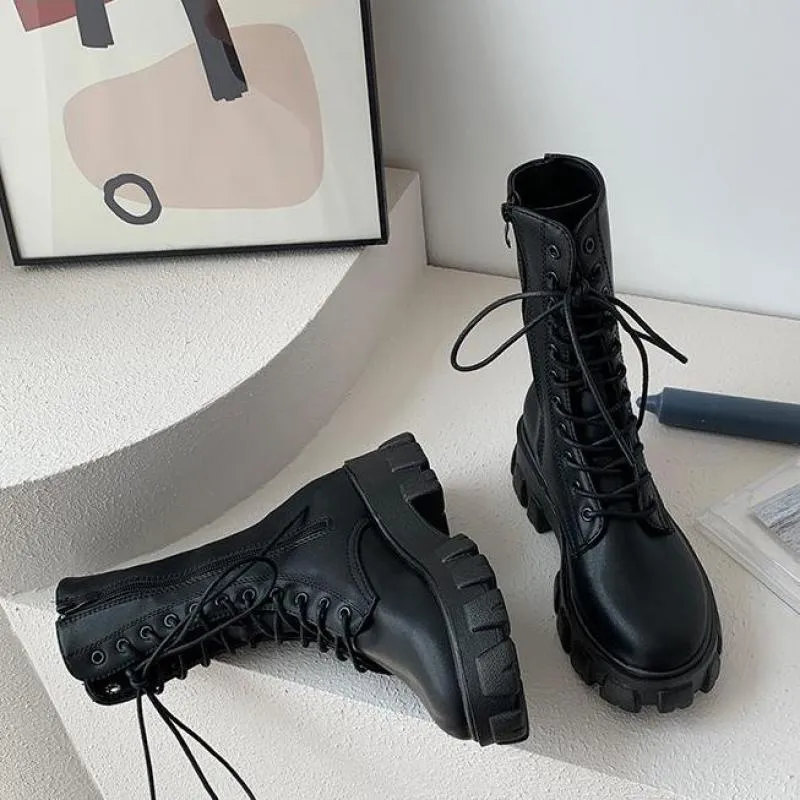 Funki Buys | Boots | Women's Lace-up Chunky Combat Boots