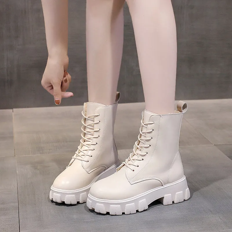 Funki Buys | Boots | Women's Lace-up Chunky Combat Boots
