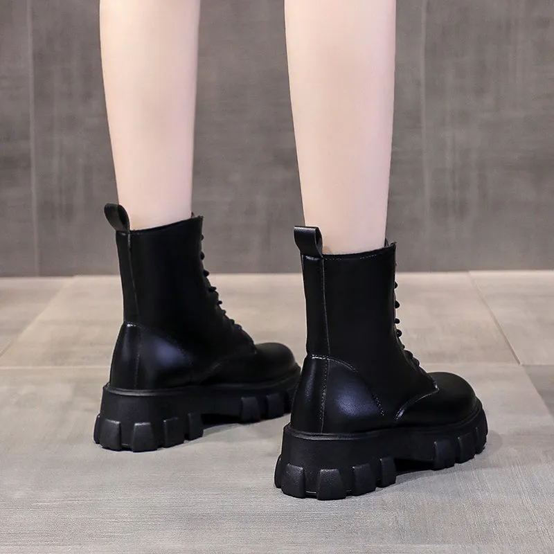 Funki Buys | Boots | Women's Lace-up Chunky Combat Boots