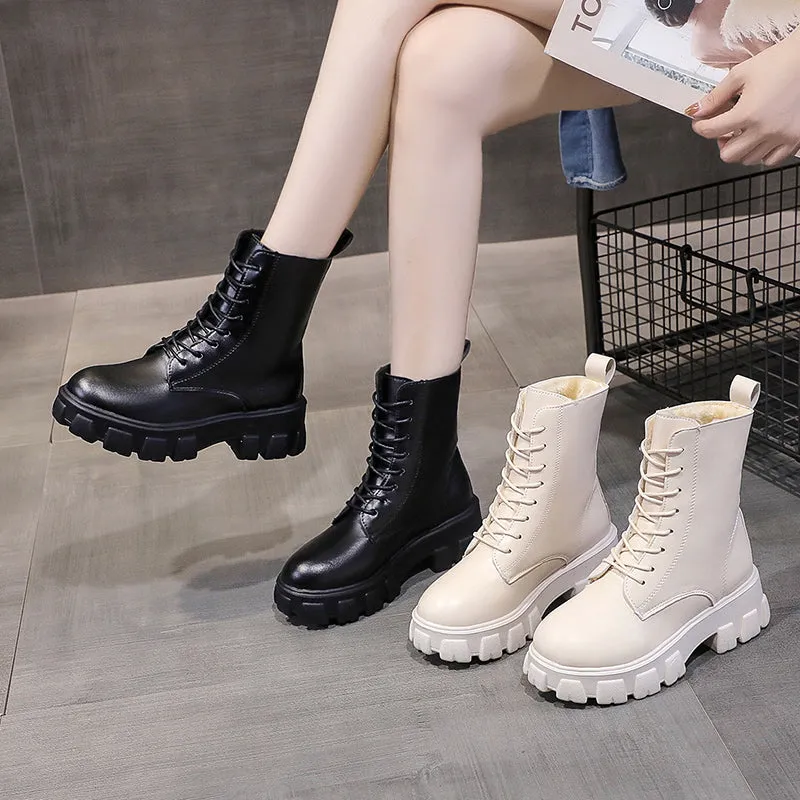 Funki Buys | Boots | Women's Lace-up Chunky Combat Boots