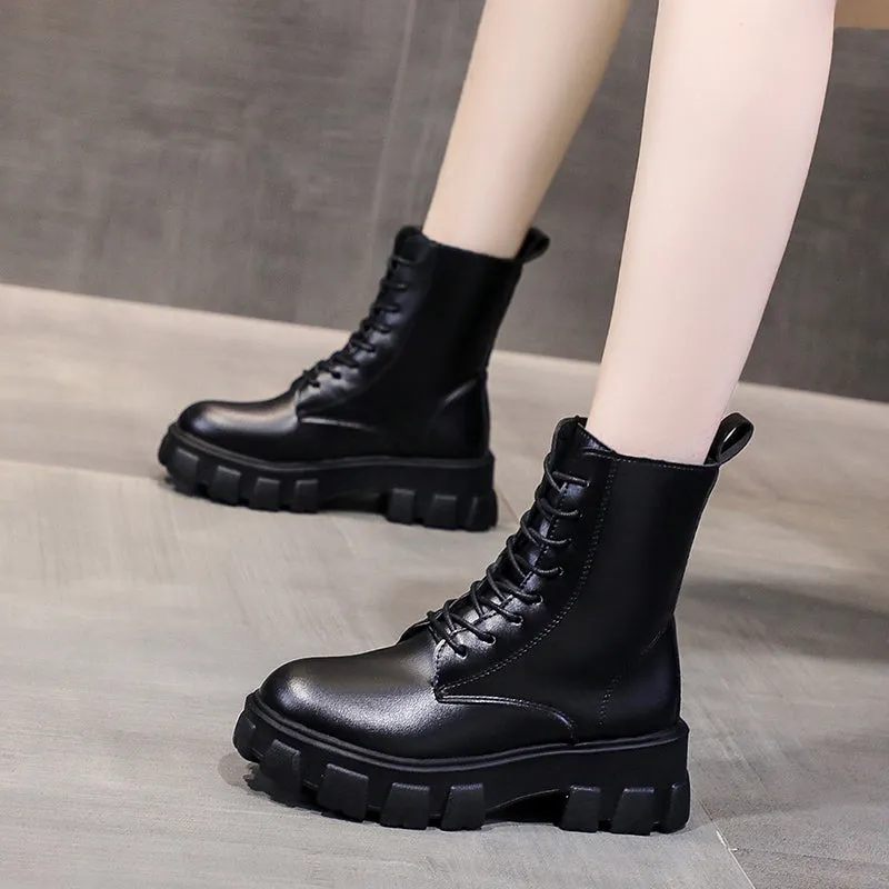 Funki Buys | Boots | Women's Lace-up Chunky Combat Boots